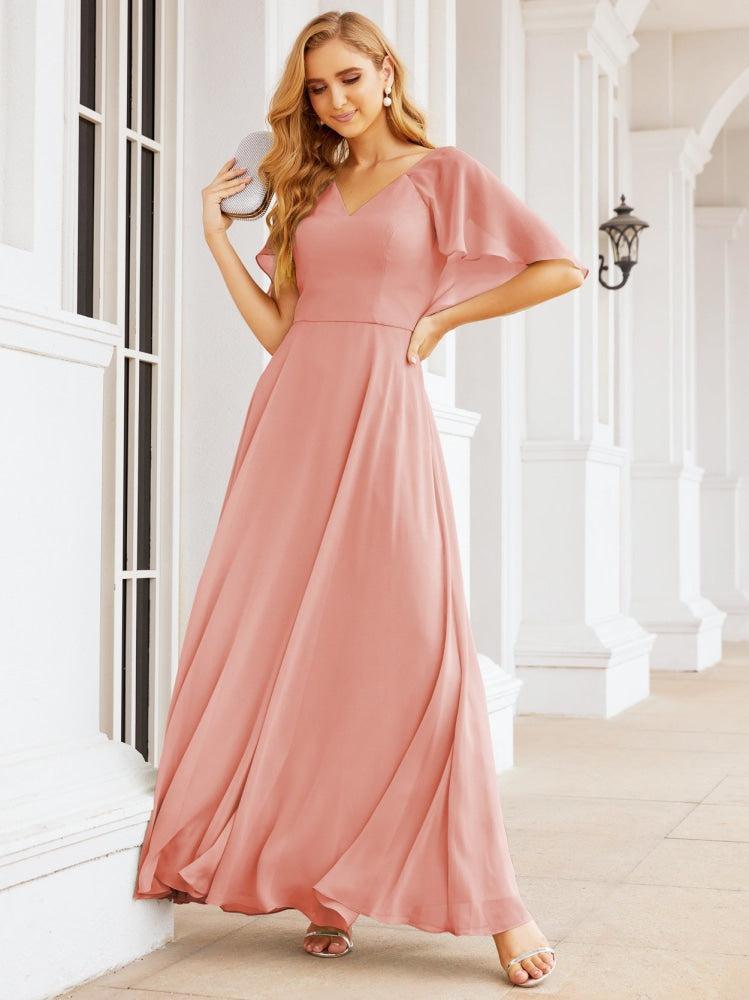 Numbersea Bridesmaid Dresses for Wedding Formal Evening Party Prom Gown with Cape 28050