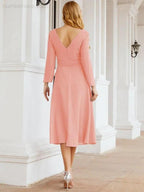 Bridesmaid Dress V-Back Waist Belt Mother of the Bride Wedding Guest SY28031 by numbersea