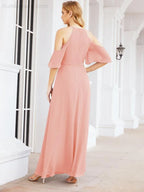 Abiti da damigella d'onore Numbersea con spalle scoperte, linea a trapezio, lunghi abiti da sera formali 28074