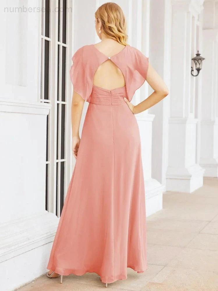Sunnderly Bridesmaid Dresses Cape Formal Prom Dress Open Back Gowns for Mother of The Bride SY28058 by numbersea