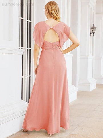 Sunnderly Bridesmaid Dresses Cape Formal Prom Dress Open Back Gowns for Mother of The Bride SY28058