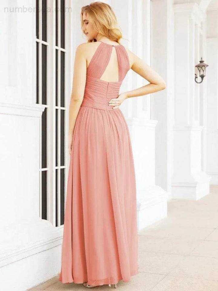 Numbersea Sleeveless Bridesmaid Dresses Long Prom Gown Zipper with Keyhole Back 28056 by numbersea