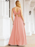 Numbersea Spaghetti Strap Bridesmaid Dresses V Neck Butterfly Back Fromal Evening Party Prom Gown 28036 by numbersea