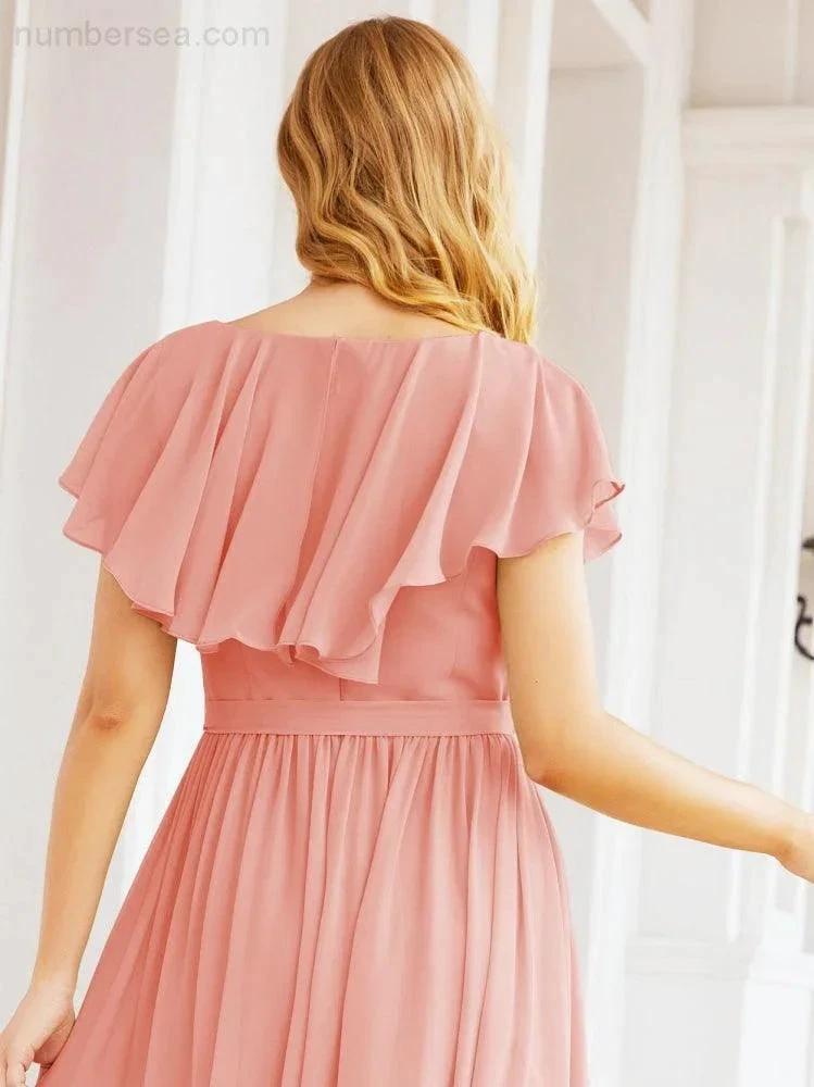 Bridesmaid Dresses with Flutter Sleeves Formal Evening Party Prom Gowns 28044 by numbersea