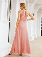 Vestidos de Damas de Honra Numbersea com Alças Duplas de Espaguete para Mulher Vestido Longo Formal para Festa com Fenda Lateral 28051