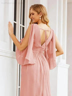 Numbersea Bridesmaid Dresses with Split for Wedding Party Flutter Sleeves 28045 by numbersea
