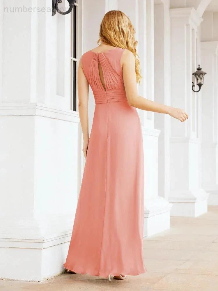 Formal Prom Gown Elegant V-Neck Sleeveless Bridesmaid Dresses for Wedding Party 28037 by numbersea