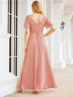 Numbersea Formal Prom Gowns for Mother of The Bride Short Sleeves Bridesmaid Dress 28049 by numbersea