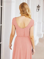 Robes de demoiselle d'honneur Numbersea à col en V, manches courtes longues, robes de bal et de soirée formelles 28071