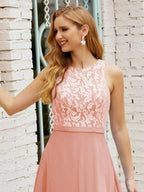 Lace Bridesmaid Dress Floor Length Evening Gowns with Pockets 28017 by numbersea