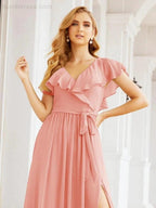 Bridesmaid Dresses with Flutter Sleeves Formal Evening Party Prom Gowns 28044 by numbersea