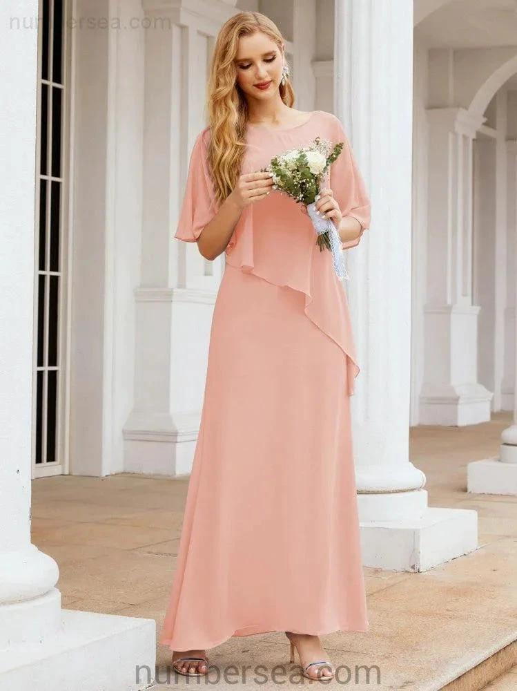 Sunnderly Formal Party Gown Dress Long Mother of The Bride Dresses with Ruffle Cape SY28026 by numbersea