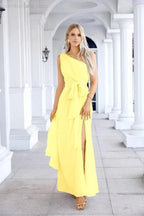Ladies Chiffon One Shoulder Bridesmaid Evening Dress Wedding Party Evening Dress 28133 by numbersea