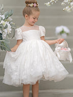 Lace Knee-length First Communion Flower Girl Dress - photo 1
