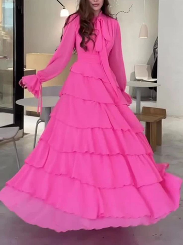Schickes Chiffon-Ballkleid mit Rüschen und Lagenmuster, Abendkleid Y7640