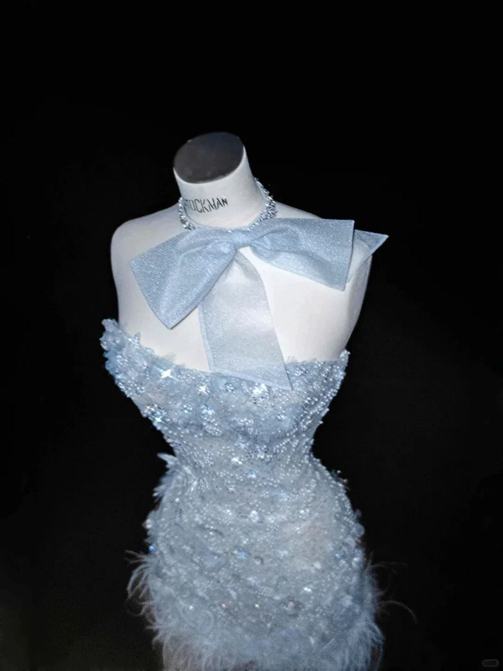 Dream Blue Tulle Beaded Appliques Long Prom Dress,Slit Mermaid Evening Dress Wedding Dress Y8668 by simplepromdress