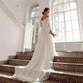 Off the Shoulder Chiffon Boho Wedding Dress 2022 V-Neck Long Lantern Sleeves A-Line Beach Bridal Gowns vestidos de novia by payinti