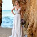 Simple Backless Chiffon V-Neck Bohemian Wedding Dress for Bride Lace Applique Sleeveless Beach Bridal Gown Robe De Mariée by payinti