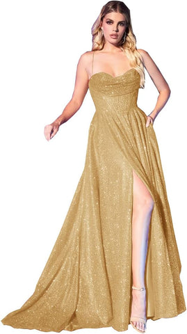 Women's Glitter Prom Dresses Long with Slit 2025 Spaghetti Strap Formal Evening Party Maxi Gown