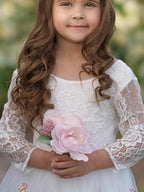 Floral Lace Embroidered Tulle A-Line Floor Length Garden Flower Girl Dress - photo 5