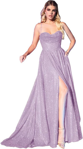 Women's Glitter Prom Dresses Long with Slit 2025 Spaghetti Strap Formal Evening Party Maxi Gown