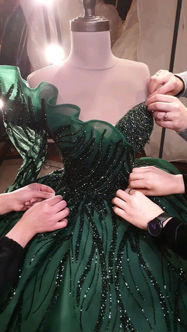 Luxuriöses grünes Ballkleid, grünes Sweet 16 Kleid Y6544