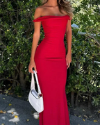 Sexy Red Off Shoulder Mermaid Long Prom Party Dress Evening Gown Y7553 by simplepromdress