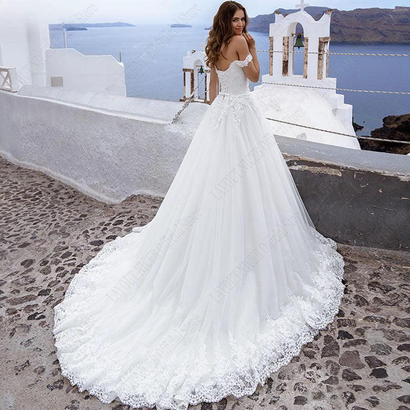Sweetheart Wedding Dress Appliques A Line Wedding Gowns Off Shoulder Lace Up Vestidos De Noiva Mariage Princess by payinti