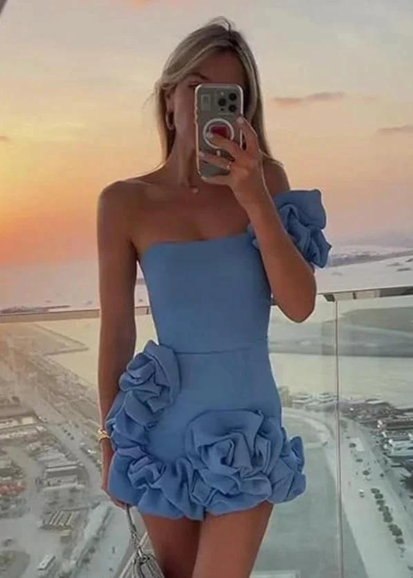 White Strapless Homecoming Dress With Ruffles by KissProm