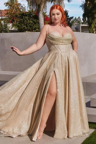 Women's Glitter Prom Dresses Long with Slit 2025 Spaghetti Strap Formal Evening Party Maxi Gown