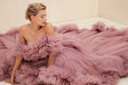 Ruffles Tulle Robe for Maternity Photoshoot Sheer Off Shoulder Maternity Robe Pregnant Baby Shower Prom Gown by Sunnderly