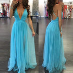 V Neck Sexy Backless Spaghetti Strap Slutty Prom Dresses SYP169 by vivymakudress
