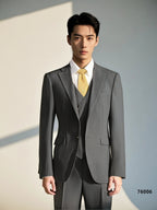 Three-Piece Pinstripe Wool Suit | Tailored Formal Groom & Business Suit by 男装