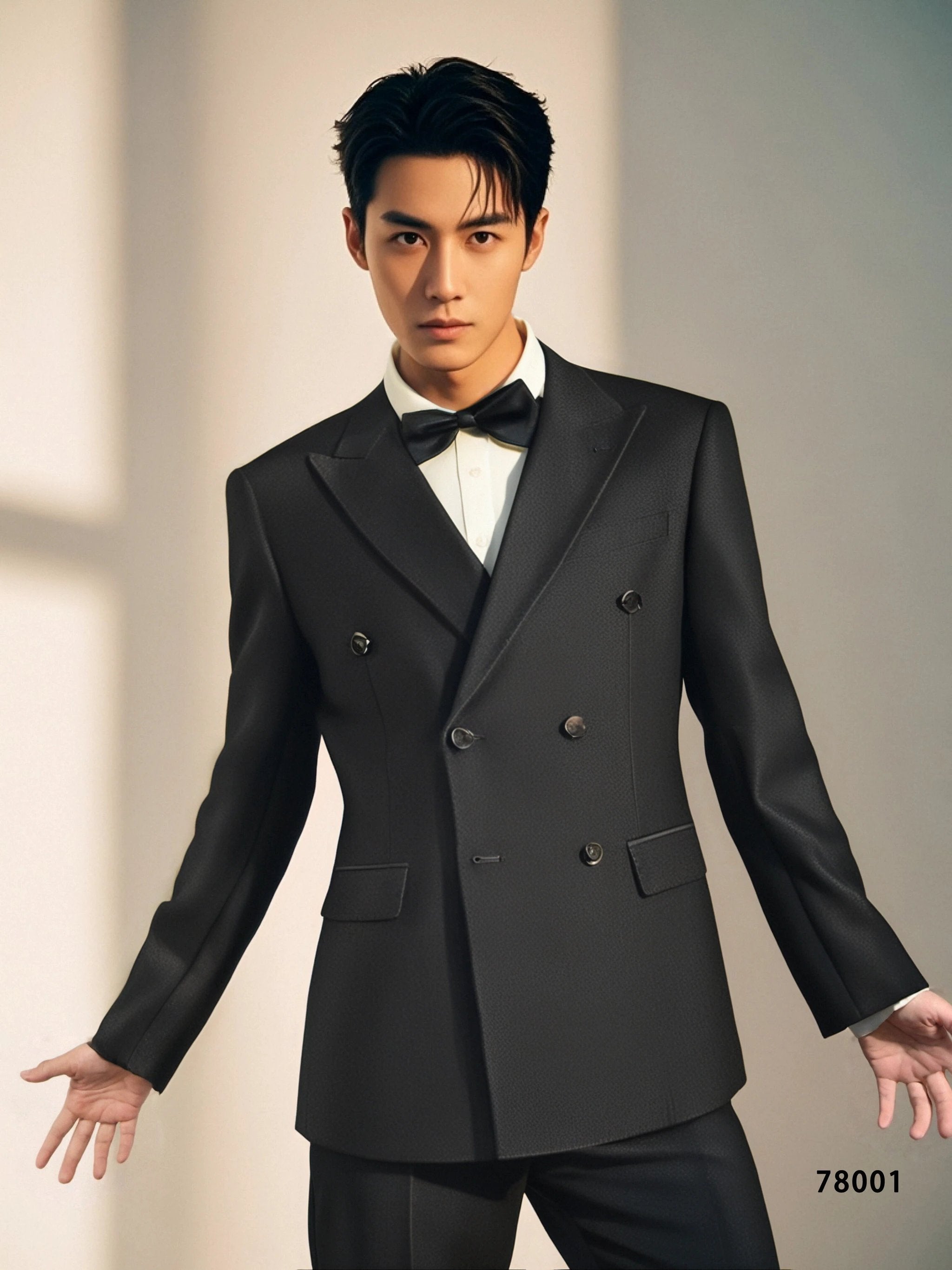Double-Breasted Black Wool Tuxedo | Classic Tailored Formal Groom Suit by 男装