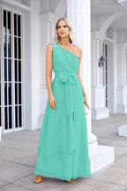 Ladies Chiffon One Shoulder Bridesmaid Evening Dress Wedding Party Evening Dress 28133 by numbersea