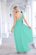 Ladies Chiffon One Shoulder Bridesmaid Evening Dress Wedding Party Evening Dress 28133 by numbersea