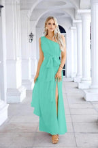 Ladies Chiffon One Shoulder Bridesmaid Evening Dress Wedding Party Evening Dress 28133 by numbersea