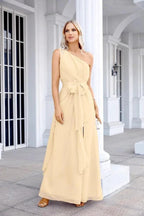 Ladies Chiffon One Shoulder Bridesmaid Evening Dress Wedding Party Evening Dress 28133 by numbersea