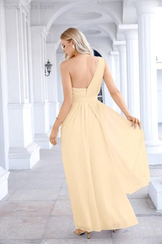 Ladies Chiffon One Shoulder Bridesmaid Evening Dress Wedding Party Evening Dress 28133