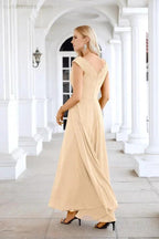 Ladies Chiffon V Neck Sleeveless Floor Length Bridesmaid Evening Dress Wedding Party Evening Dress 28126 by numbersea