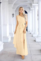 Ladies Chiffon One Shoulder Bridesmaid Evening Dress Wedding Party Evening Dress 28133 by numbersea
