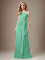 Ruby Sheath One Shoulder Metallic Mesh Dress Mother of the Bride Dress