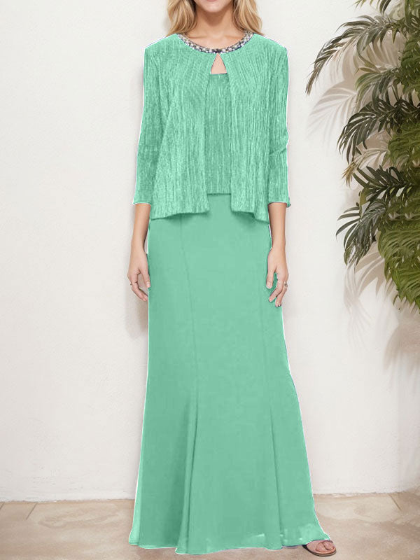 Metallic Mock Two-Piece Gown with Jacket