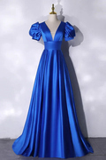 Blue satin long prom dress simple evening dress Y241 by simplepromdress