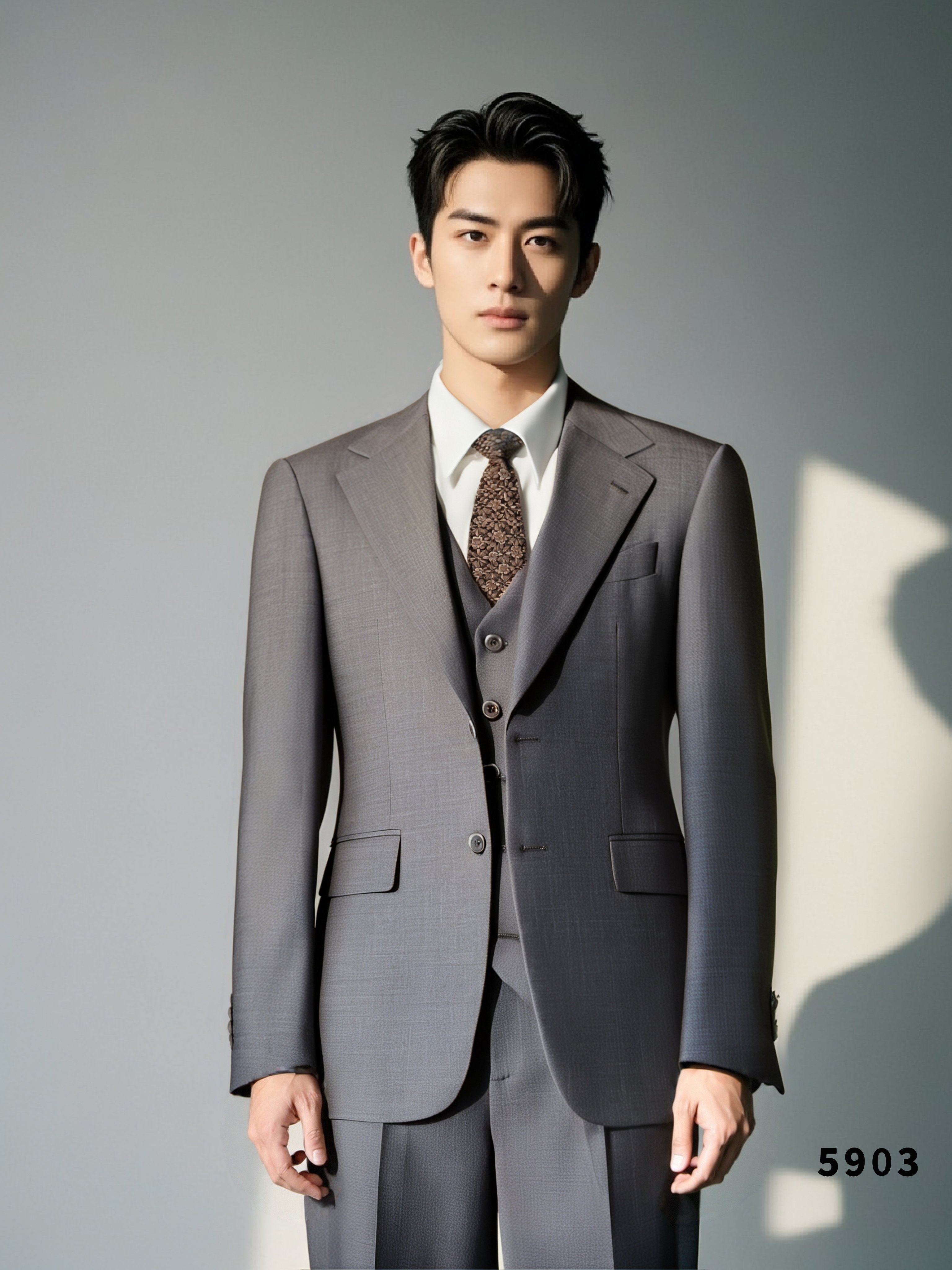 Taupe Wool 3-Piece Wedding Suit | Tailored Groom & Groomsmen Attire by 男装