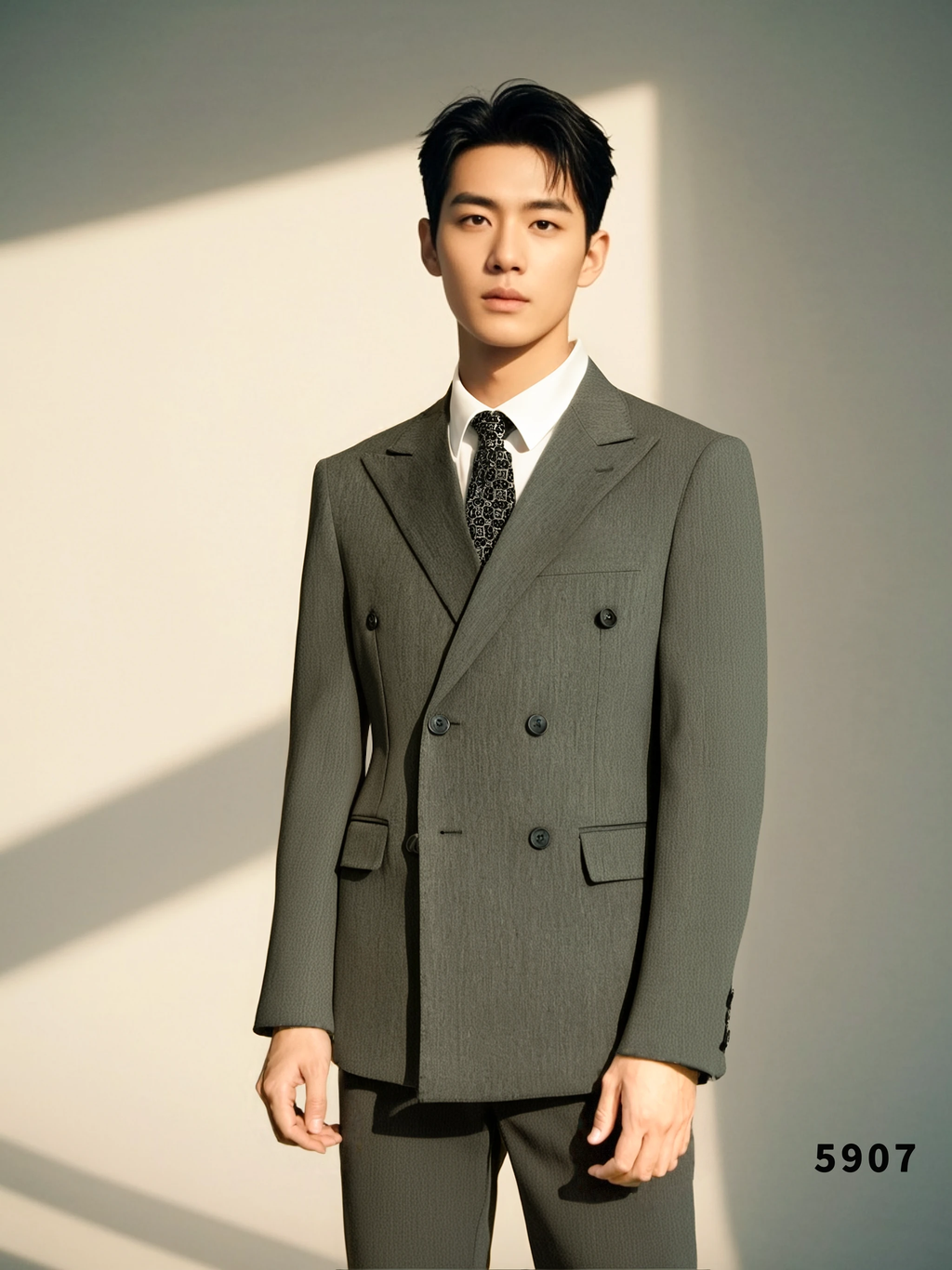 Charcoal Grey Wool Double-Breasted 3-Piece Wedding Suit | Tailored Groom & Groomsmen Attire by 男装