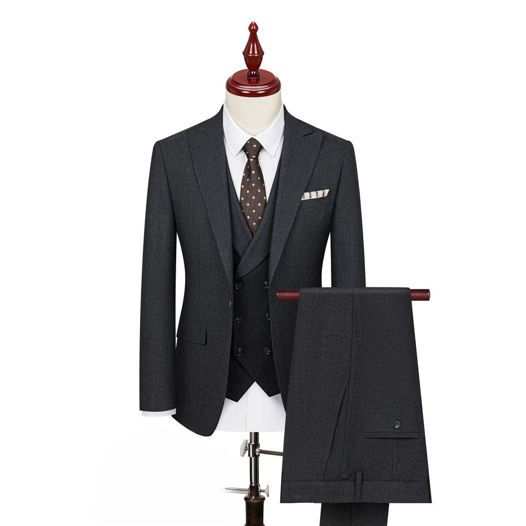 Men's black flat collar suit jacket, exquisite groom's suit, wedding suit, formal dress, groomsman's suit customization by 男装