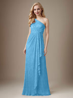 Ruby Sheath One Shoulder Metallic Mesh Dress Mother of the Bride Dress