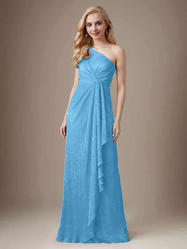 Ruby Sheath One Shoulder Metallic Mesh Dress Mother of the Bride Dress