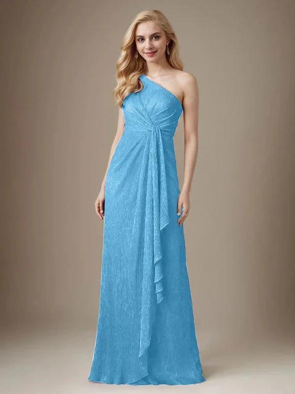 Ruby Sheath One Shoulder Metallic Mesh Dress Mother of the Bride Dress by Dreamylily